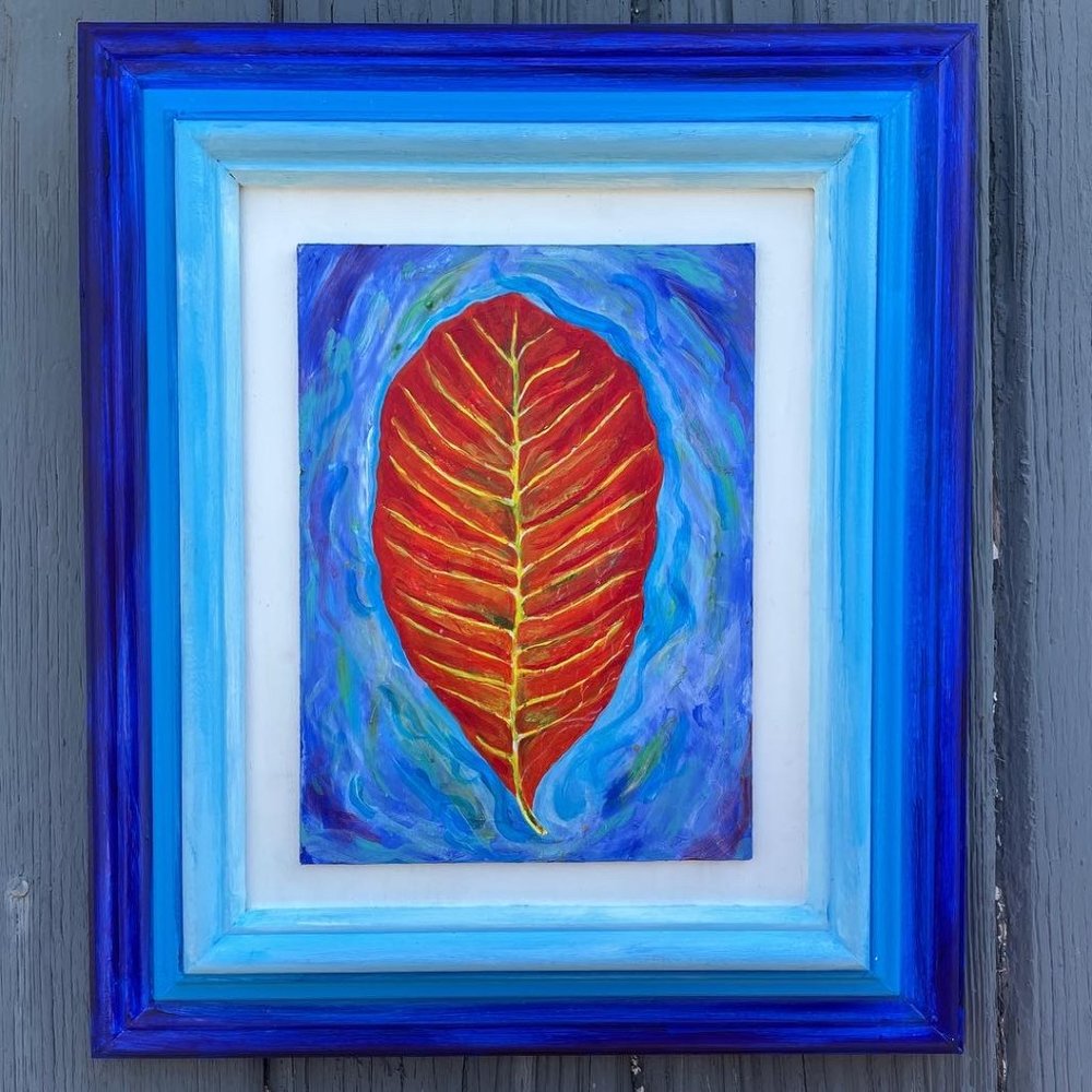 Framed Botanical Art - Original Painting - Ficus Leaf artwork